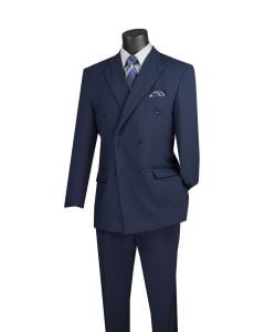 Vinci Men's 2 Piece Poplin Double Breasted Discount Solid Suit