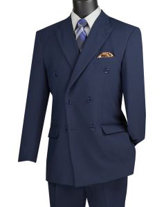 Vinci Men's 2 Piece Poplin Double Breasted Outlet Solid Suit
