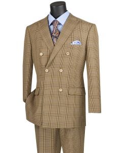 CCO Men's Outlet 2 Piece Double Breasted Suit - Fashion Glen Plaid