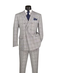 Vinci Men's 2 Piece Double Breasted Suit - Fashion Glen Plaid