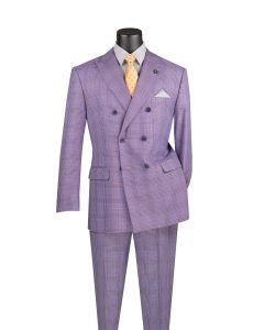 Vinci Men's 2 Piece Double Breasted Suit - Fashion Glen Plaid