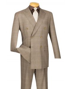 CCO Men's 2 Piece Double Breasted Outlet Suit - Glen Plaid