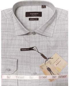 Statement Men's Outlet Long Sleeve 100% Cotton Shirt - Light Texture