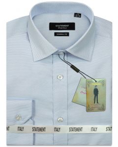 Statement Men's Long Sleeve 100% Cotton Shirt - Pin Dot