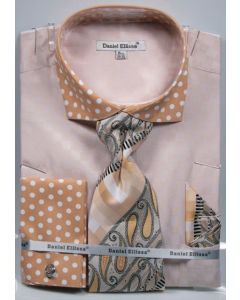 Daniel Ellissa Men's Outlet French Cuff Dress Shirt Set - Polka Dot