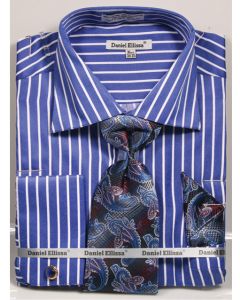 Daniel Ellissa Men's French Cuff Shirt Set - Bold Stripes