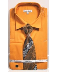 Daniel Ellissa Men's Outlet 100% Cotton French Cuff Shirt Set - Solid