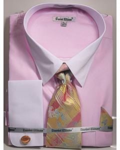 Daniel Ellissa Men's French Cuff Shirt Set - Pastel Colors