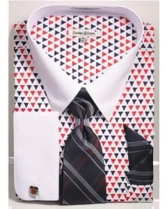 Daniel Ellissa Men's French Cuff Shirt Set - Triangle Dots