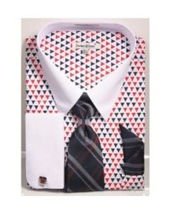 Daniel Ellissa Men's French Cuff Shirt Set - Triangle Dots