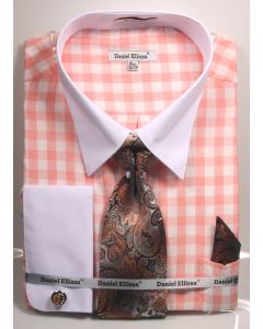 Daniel Ellissa Men's French Cuff Shirt Set - Soft Checkerboard