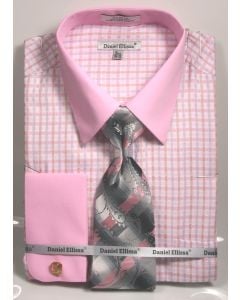 Daniel Ellissa Men's Outlet 100% Cotton French Cuff Shirt Set - Weave