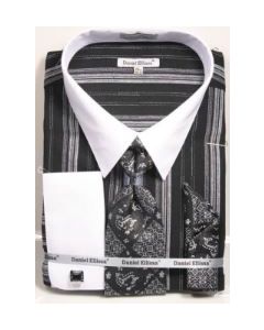 Daniel Ellissa Men's French Cuff Shirt Set - Distinct Stripes