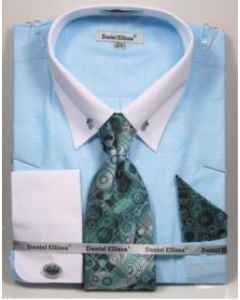Daniel Ellissa Men's French Cuff Shirt Set - Accented Tie