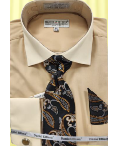 Daniel Ellissa Men's French Cuff Shirt Set - Two Tone Solid