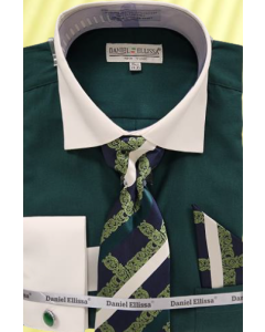 Daniel Ellissa Men's Outlet French Cuff Shirt Set - Two Tone Solid