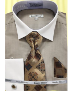 Daniel Ellissa Men's Outlet French Cuff Shirt Set - Textured Solid