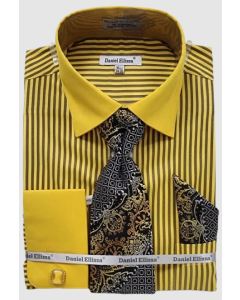 Daniel Ellissa Men's Outlet French Cuff Shirt Set - Dark Accents