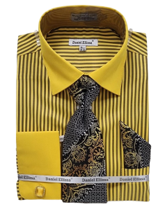 Daniel Ellissa Men's French Cuff Shirt Set - Dark Accents