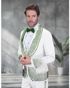 White/Green Tuxedo Mens Formal Wear Tuxedos for Men