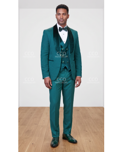 Hunter Green Tuxedo for Men Velvet Lapel and Vest