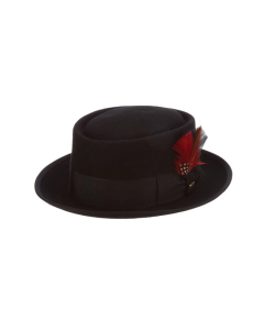 Black Pork Pie Hat Mens Wool Hats Fashion Hats for Men
