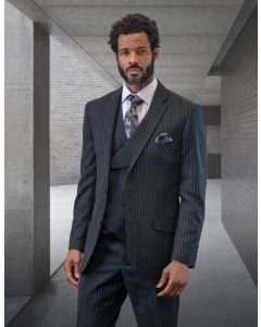 Statement Men's 100% Wool 3 Piece Suit - Double Breasted Vest