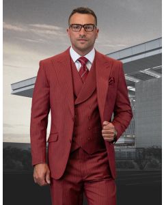 Statement Men's 100% Wool 3 Piece Suit - Double Breasted Vest