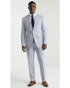 CCO Men's Outlet 2 Piece Modern Fit Seersucker Suit - Adjustable Waistband