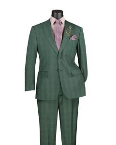 Vinci Men's 2 Piece Glen Plaid Suit -  Adjustable Waistband