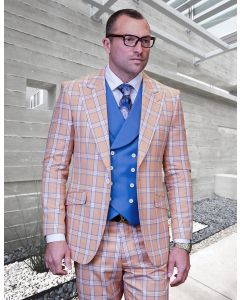 Statement Men's 100% Wool 3 Piece Suit - Plaid Pattern