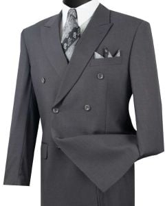CCO Men's Outlet 2 Piece Double Breasted Suit - Adjustable Waistband 