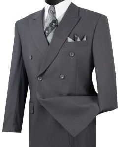 Vinci Men's Outlet 2 Piece Double Breasted Suit - Adjustable Waistband 