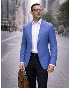 Indigo Blazer Mens Sports Coats with Patch Pockets