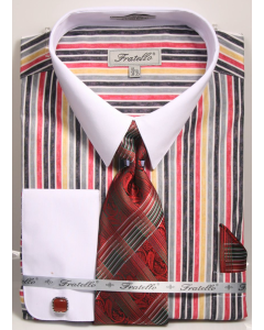 Red Shirt Striped Button Down Shirts for Men