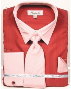 Fratello Men's French Cuff Dress Shirt Set - Accented Two Tone