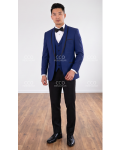 Statement Men's Outlet 3 Piece 100% Wool Tuxedo - Accented Shawl Collar