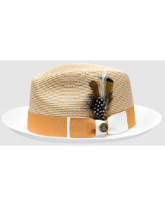 Bruno Capelo Men's Fedora Style Straw Hat - Vibrant Two Tone