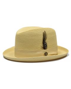 Bruno Capelo Men's Godfather Straw Dress Hat - Homburg Style