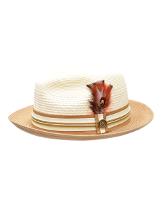 Bruno Capelo Men's Fedora Style Straw Hat - Accented Crown 