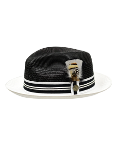 Bruno Capelo Men's Fedora Style Straw Hat - Accented Crown 