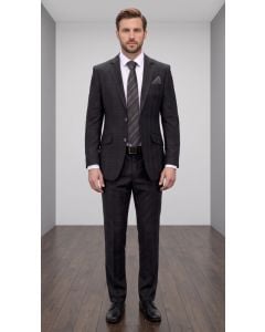 Statement Men's Outlet 3 Piece 100% Wool Fashion Suit - Layered Windowpane