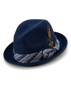 Montique Men's Fashion Wool Fedora Hat - Styled Stripes