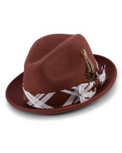 Montique Men's Fashion Wool Fedora Hat - Abstract Windowpane