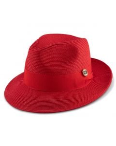 Montique Men's Fashion Straw Fedora Hat - Solid Color