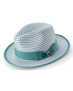 Montique Men's Fedora Style Straw Hat - Striped