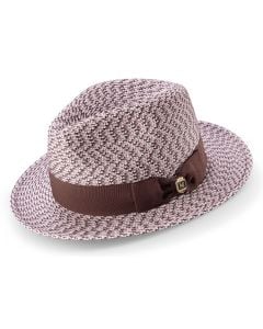 Montique Men's Fedora Style Straw Hat - Woven Patterned
