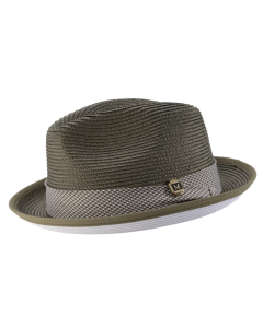 Montique Men's Fedora Style Straw Hat - Houndstooth