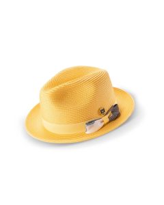Montique Men's Fedora Style Straw Hat - Accent Bow