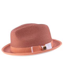 Montique Men's Fedora Style Straw Hat - White Accent